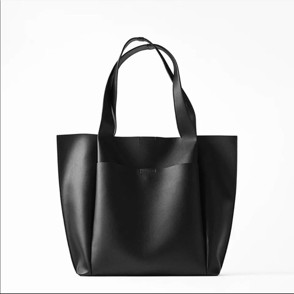 Zara Bags Zara Black Leather Tote Poshmark